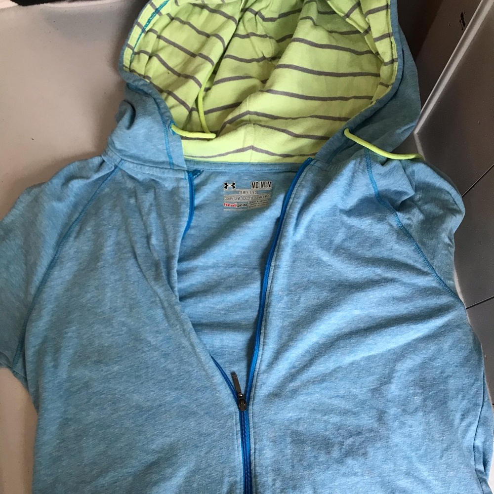 Under Armour “semi fitted” zip up hooded shirt.